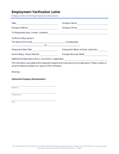 Preview of Employment Verification Letter