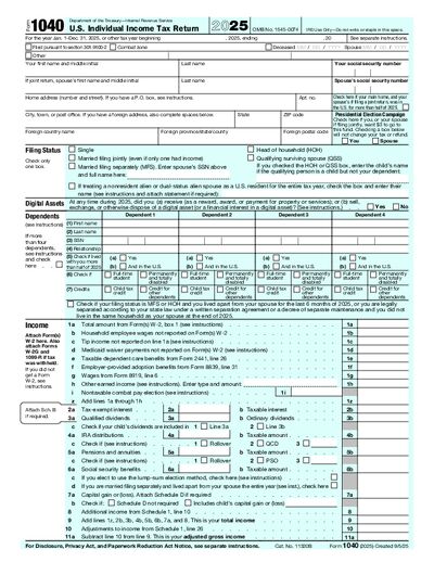 Preview of IRS 1040 Form