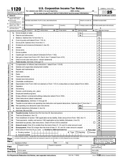 Preview of IRS Form 1120