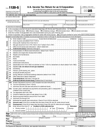 Preview of IRS Form 1120-S