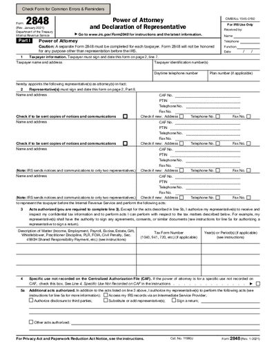 Preview of IRS Form 2848