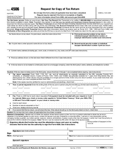 Preview of IRS Form 4506