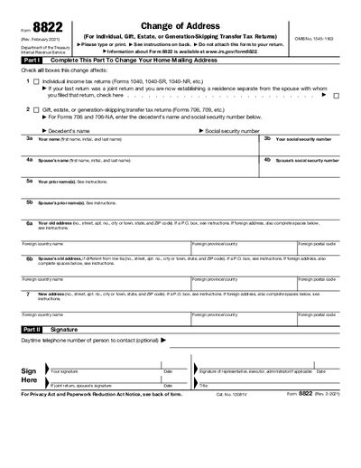 Preview of IRS Form 8822