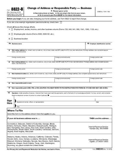 Preview of IRS Form 8822-B