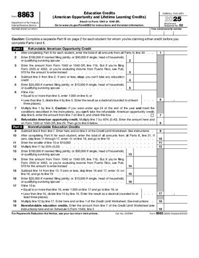 Preview of IRS Form 8863