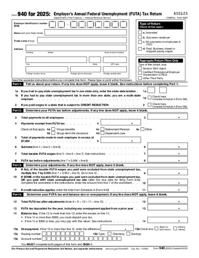Preview of IRS Form 940