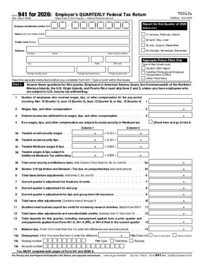 Preview of IRS Form 941