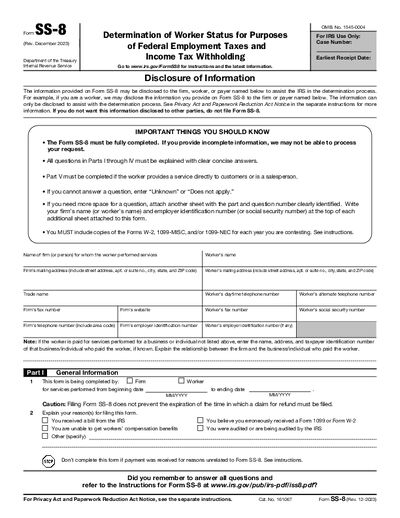 Preview of IRS Form SS-8