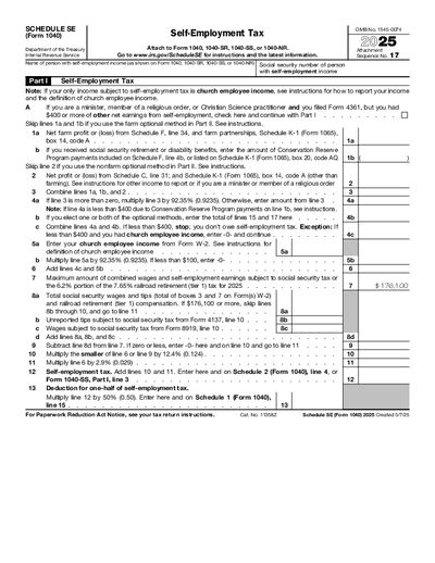 Preview of Schedule SE (Form 1040)