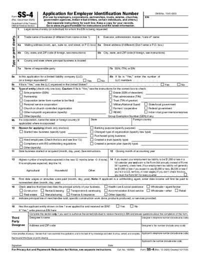 Preview of SS-4 Form