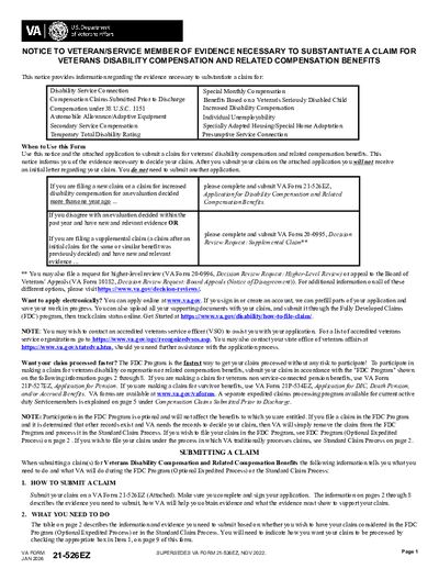 Preview of VA Form 21-526EZ