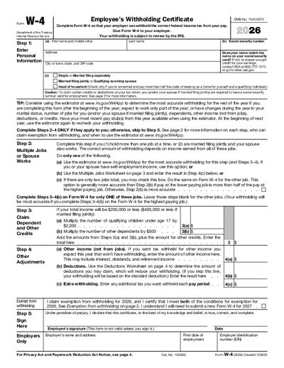 Preview of W-4 Form
